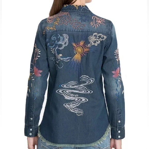 Johnny Was heavily embroidered Carmen Frayed Westward Shirt NWT - Picture 3 of 11